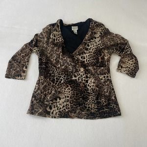 Chicos Animal Print Blouse Size 2 - image 1